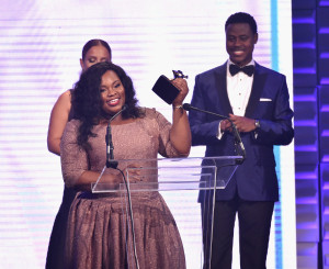 NASHVILLE, TN - OCTOBER 13: Tasha Cobbs speaks onstage during the 46th Annual GMA Dove Awards at Allen Arena, Lipscomb University on October 13, 2015 in Nashville, Tennessee. (Photo by John Shearer/Getty Images for Dove Awards)