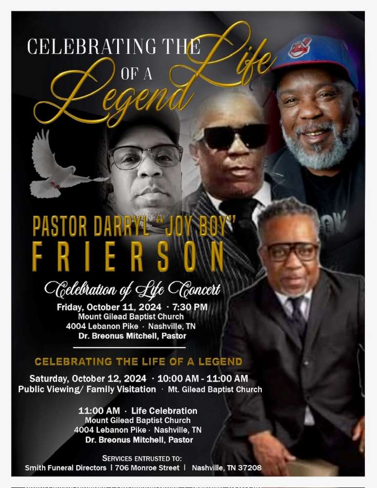 Homegoing information for Darryl Frierson