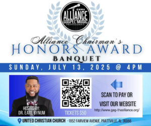 Invitation to The Alliance of Gospel Music Professionals Honors Award Banquet