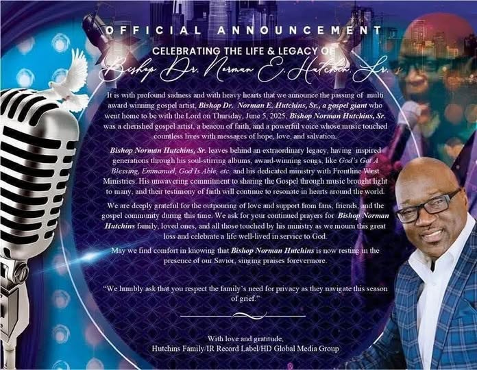 Statement regarding the death of Bishop Norman Hutchins