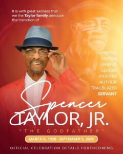 Image of Spencer Taylor Jr. announcing his passing.