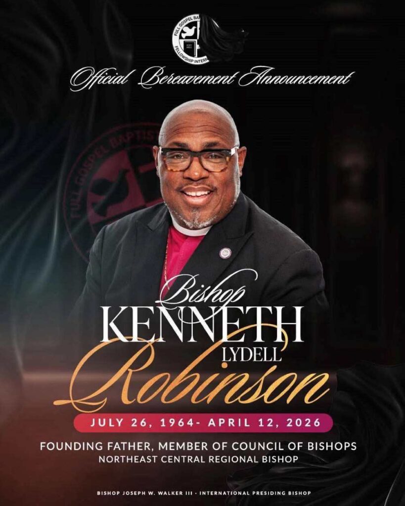 Death announcement for Bishop Kenneth Robinson