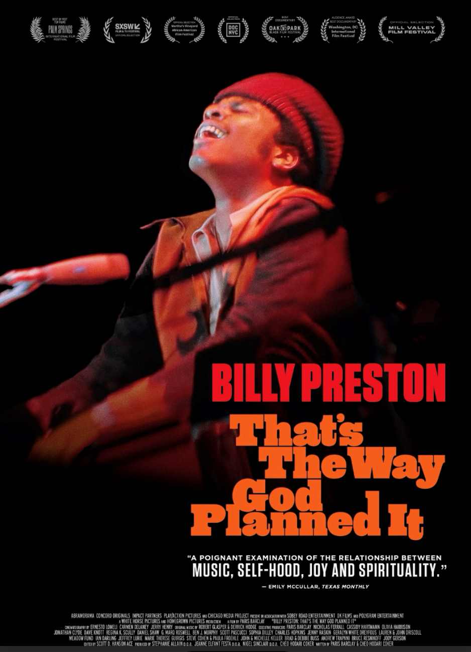Image of the poster for Billy Preston documentary, "That's the Way God Planned It"